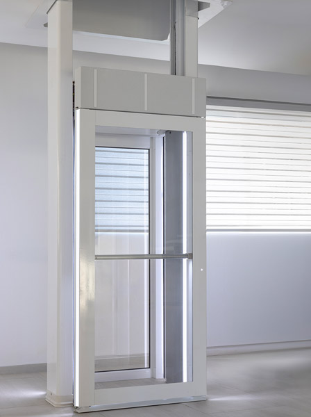 Luma through-floor lift in front of bright window