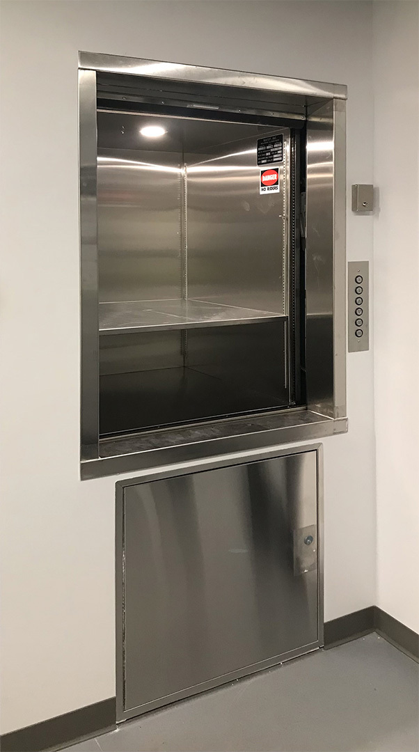 Stainless steel Matot dumbwaiter with door open