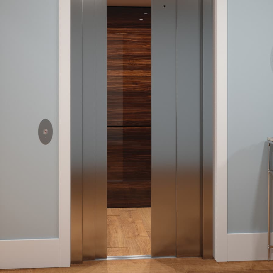 Savaria Eclipse Stainless Slim Doors Half Closed